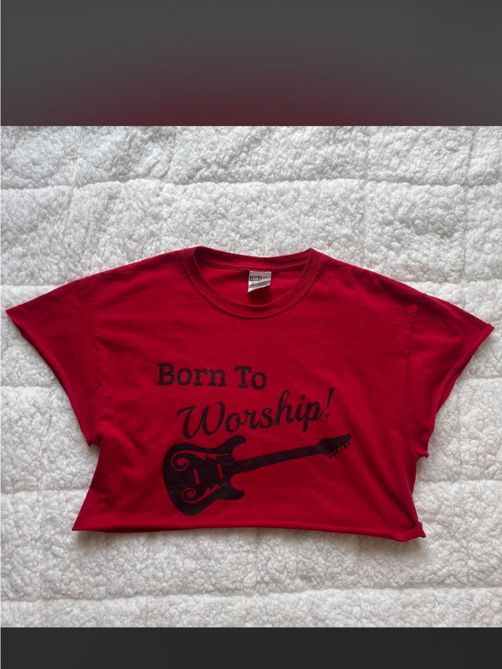 Born To Worship! Red Graphic Crop Top
